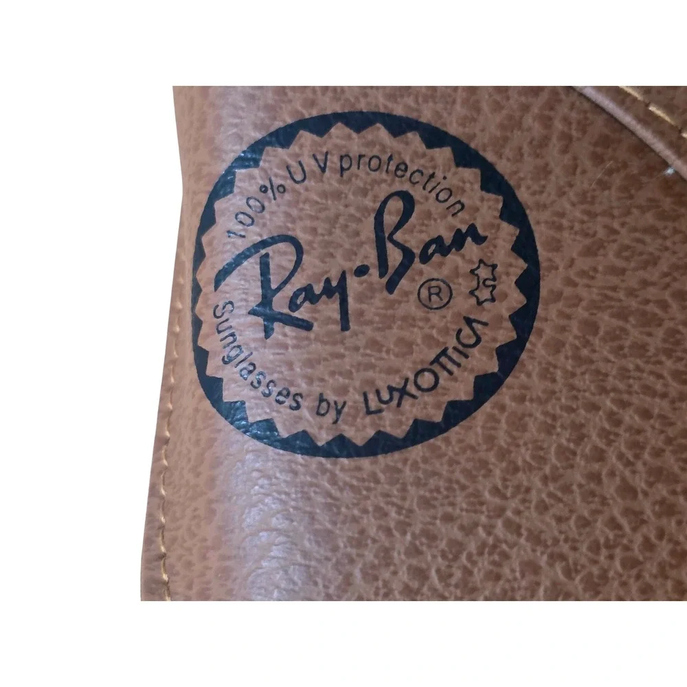 Ray-Ban Tan Textured Faux Leather Sunglasses Case Snap Closure Luxottica Brown‎